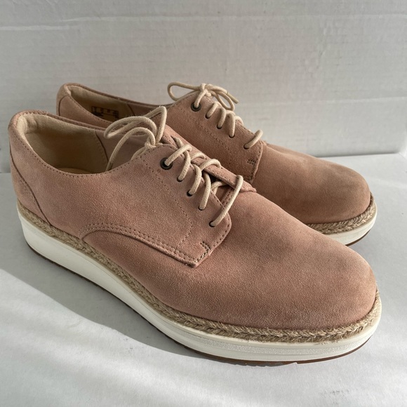 CLARKS TEADALE RHEA WOMEN’S TAUPE SUEDE LACE UP OXFORD SNEAKER SIZE 6.5 B. - Picture 4 of 9